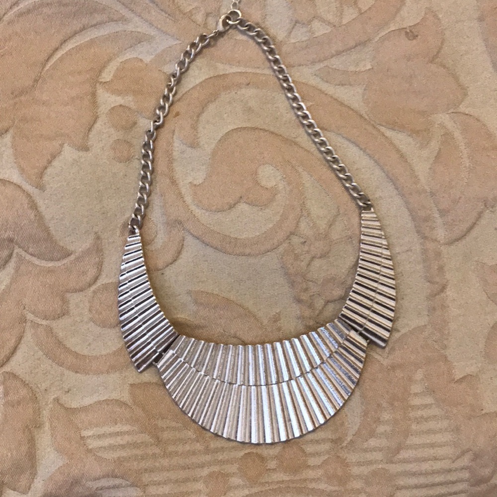 Bright Silver Bib Necklace